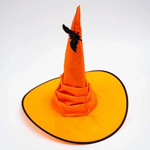 Карнавальная шляпа 'Оранжевая'драпированная, с летучей мышью, р. 56 58