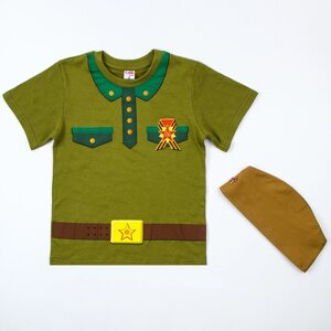 Карнавальный набор 'Отважный солдат' футболка рост 110 см, пилотка р. 5456