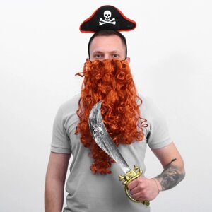 Карнавальный набор 'Пират рыжий'борода, сабля, ободок