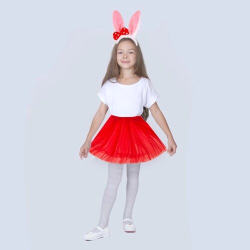 Карнавальный набор 'Зайка с бантиком'ободок, юбка красная, 3-7 лет