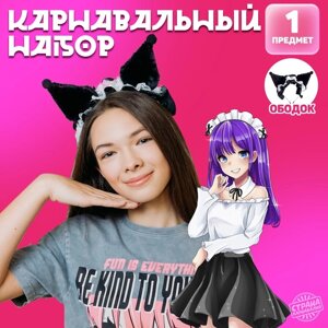 Карнавальный ободок 'Кошка' аниме с рюшками, цвет черный