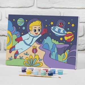 Картина по номерам для детей на подрамнике 'Космическое путешествие'20 х 30 см
