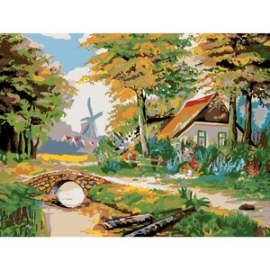 Картина по номерам на холсте с подрамником 'Домик в лесу'40 х 30 см