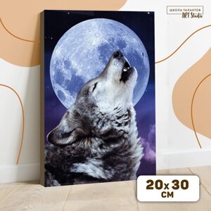 Картина по номерам на холсте с подрамником 'Одинокий волк'20х30 см