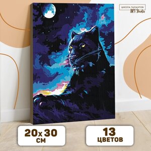 Картина по номерам на холсте с подрамником 'Пантера в ночи' 20х30 см