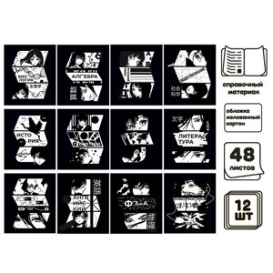 Комплект предметных тетрадей 48 листов, Комикс Аниме'12 предметов, со справочным материалом, обложка мелованный