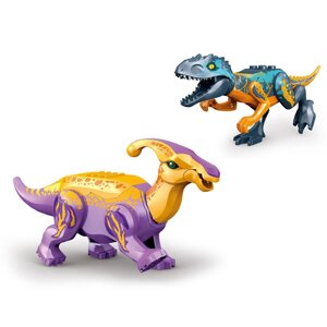 Конструктор 'Диномир'тиранозавр и паразауролоф, 14 деталей, в пакете