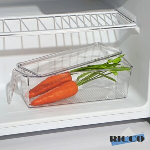 Контейнер для холодильника с крышкой и ручкой RICCO, 32x10x10 см