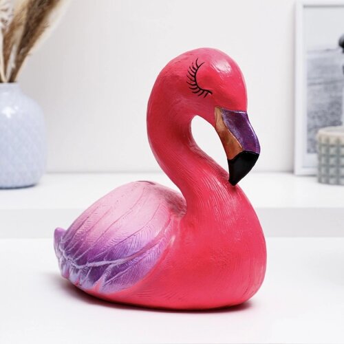 Копилка 'Фламинго большой' розовый с фиолетовым, 24см