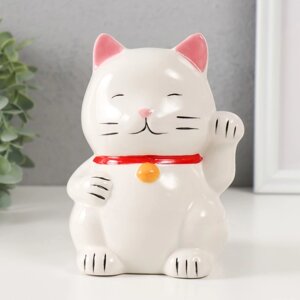 Копилка керамика 'Белый кот Манэки-нэко' 10х10х14,5 см