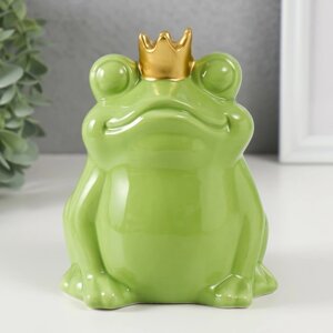 Копилка керамика 'Зелёная лягушка в короне' 12х10,5х15 см