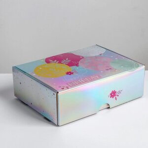 Коробка подарочная складная, упаковка, Happy Birthday'30,5 х 22 х 9,5 см