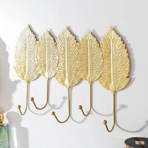 Крючки декоративные 'Листья шелковицы' золотые 19х30,5 см