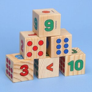 Кубики из натурального дерева 'Учим цифры'