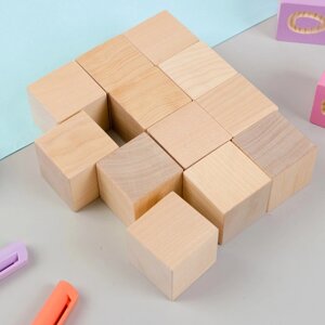 Кубики 'Неокрашенные'12 шт., размер кубика 3,8х3,8 см