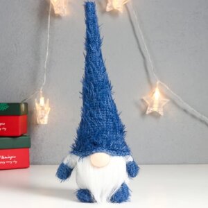 Кукла интерьерная 'Дед Мороз в синем колпаке-травке' 28х9х7 см