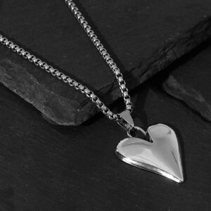 Кулон 'Сердце' вытянутое, цвет серебро, 70 см