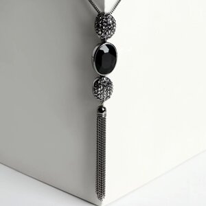 Кулон 'Утончённость' овалы с цепочкой, цвет чёрно-серый в сером металле, 65 см