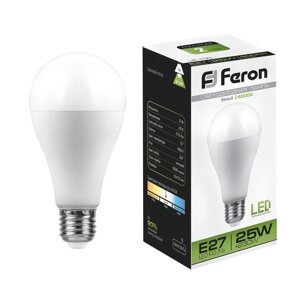 Лампа светодиодная FERON LB-100, A65, E27, 25 вт, 230 в, 4000 к, 2150 лм, 220, 135 х 65 мм
