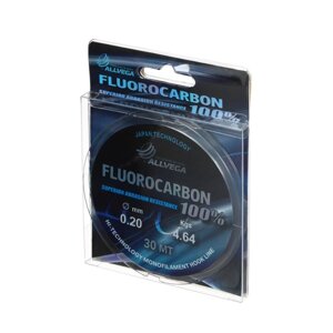 Леска монофильная ALLVEGA FX Fluorocarbon 100, диаметр 0.20 мм, тест 4.64 кг, 30 м, прозрачная
