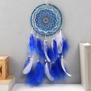 Ловец снов 'Мандала с синими перьями' 60х15х0,7 см
