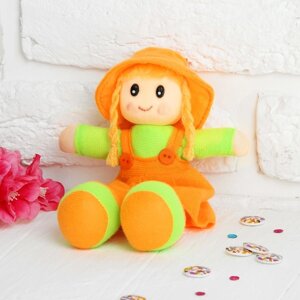 Мягкая игрушка 'Кукла с хвостиками'в сарафане, полосатой кофте, цвета МИКС