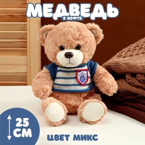 Мягкая игрушка 'Медведь' в полосатой кофте, 25 см, цвет МИКС