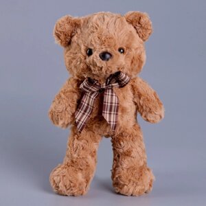 Мягкая игрушка 'Медвежонок' с клетчатым бантиком, 30 см, цвет коричневый