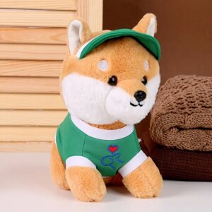 Мягкая игрушка 'Собака' в зелёной кепке, 23 см