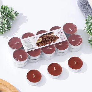 Набор чайных свечей ароматических в термоусадке 'Эспрессо'3,8х1,6 см, 3,5 ч, 12 г, 20 штук