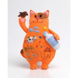 Набор для создания игрушки из фетра + раскраска 'Молочный Кот'