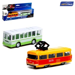 Набор 'Городской транспорт'инерционный, металл, трамвай + автобус