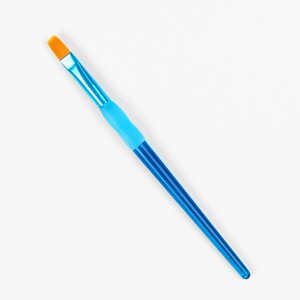 Набор кистей нейлон 5 штук, плоские, с цветными ручками, с резиновыми держателями