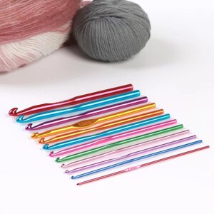 Набор крючков для вязания, d 2-8 мм, 14,5 см, 12 шт, цвет разноцветный