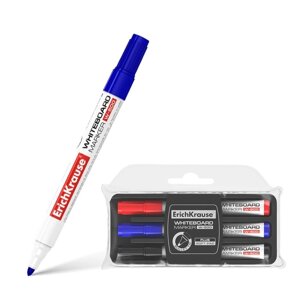 Набор маркеров для доски 3 цвета, 0.8-2.2 мм, ErichKrause W-500, губка, для письма на досках сухого стирания