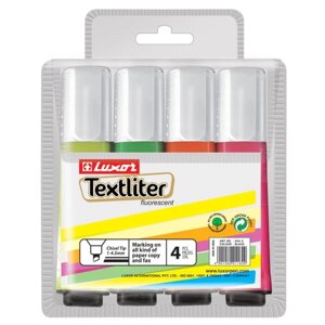 Набор маркеров-текстовыделителей 4 цвета 1-4,5 мм Luxor 'Textliter'в чехле с европодвесом