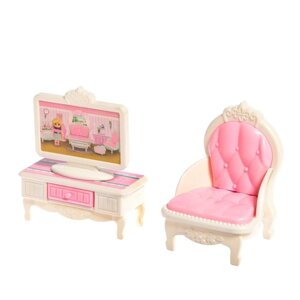 Набор мебели для кукол 'Уют-6'телевизор+кресло, в пакете