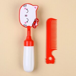 Набор расчёсок 'Мяу'2 предмета расчёска с зубчиками + щётка, МИКС