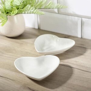 Набор салатников керамических 'Сердца'2 предмета, 13x12,5 см, цвет белый