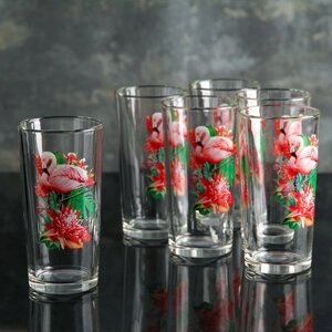 Набор стаканов для сока 'Фламинго'стеклянный, 250 мл, 6 шт