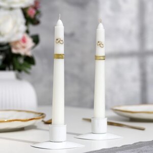 Набор свечей свадебных 'Обручальные кольца'белый, родительские