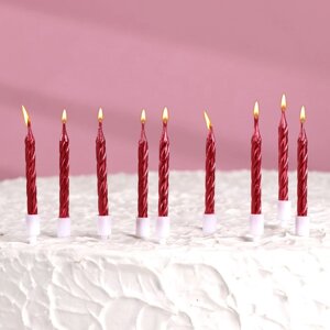 Набор свечи в торт 'Спираль'200шт, 5 см, красный металлик