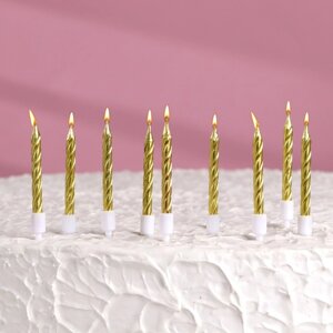 Набор свечи в торт 'Спираль'200шт, 5 см, золотой металлик
