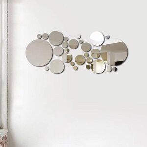 Наклейки интерьерные 'Пузырьки'зеркальные, декор на стену, d от 2 до 15 см, 32 эл