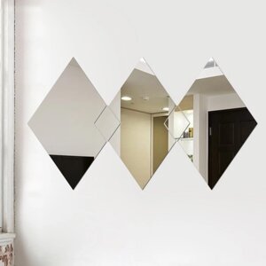 Наклейки интерьерные 'Ромбы'зеркальные, декор настенный, панно 60 х 35 см, 5 эл