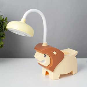 Настольная лампа 'Львёнок' LED USB АКБ желто-шоколадный 7,5х13х29 см RISALUX