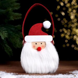 Новогодняя корзинка для декора 'Дед Мороз' 12,5 x 8,5 x 24 см