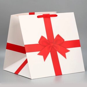Пакет подарочный квадратный, упаковка, Red, 40 х 40 х 40 см
