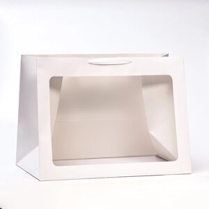 Пакет подарочный с окном, белый, 60 х 45 х 35 см