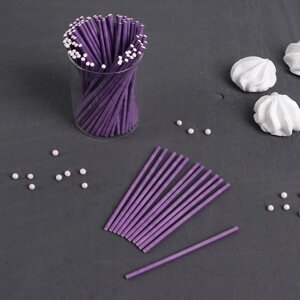 Палочки для кейк-попсов, 10x0,2 см, 100 шт, цвет фиолетовый